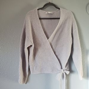 New ZARA alpaca blend wrap front cardigan sweater
